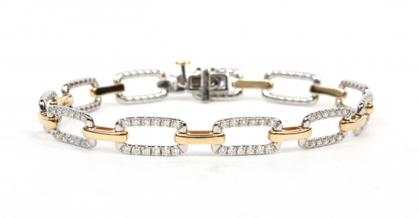 14K TWO TONE DIAMOND LINK BRACELET
