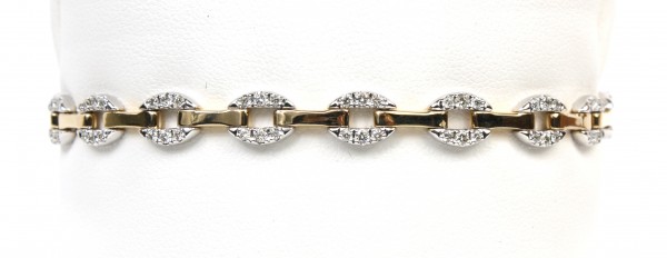 14K TWO TONE DIAMOND LINK BRACELET