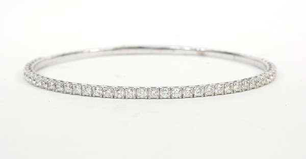 14K WHITE GOLD DIAMOND FLEXIBLE BANGLE BRACELET