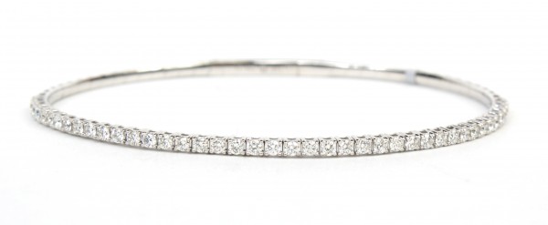 14K WHITE GOLD DIAMOND FLEXIBLE BANGLE BRACELET 1.05CTW