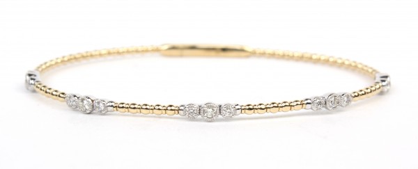 14K TWO TONE DIAMOND STATION FLEXIBLE BANGLE