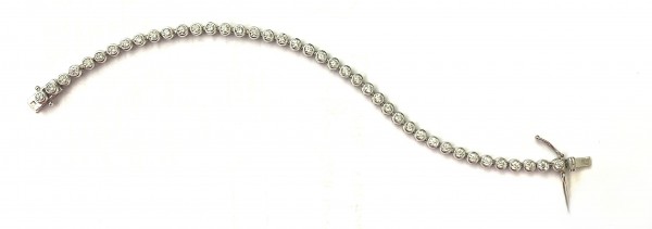 14K WHITE GOLD DIAMOND BEZEL SET TENNIS BRACELET