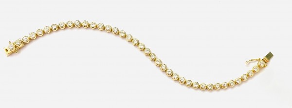 14K YELLOW GOLD BEZEL SET DIAMOND TENNIS BRACELET