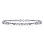 14K WHITE GOLD .20CTW DIAMOND STATION BUJUKAN CUFF BRACELET