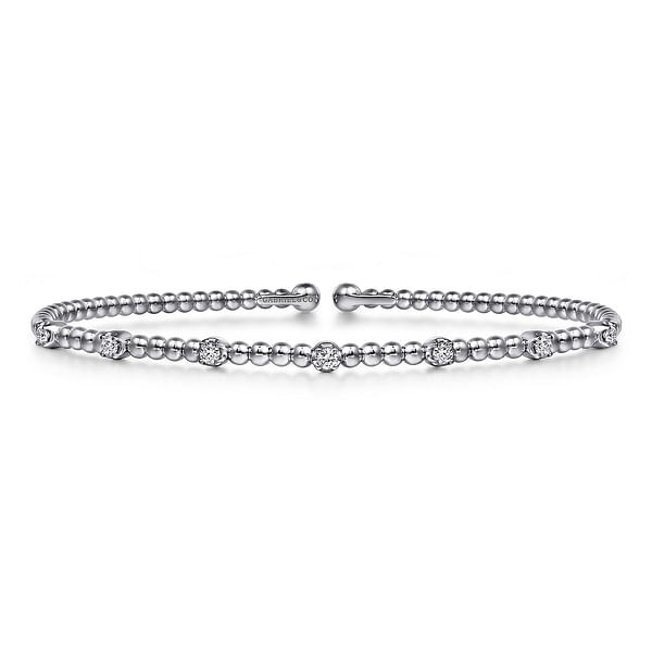 14K WHITE GOLD .20CTW DIAMOND STATION BUJUKAN CUFF BRACELET