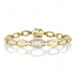 14K YELLOW GOLD DIAMOND OVAL LINK BRACELET