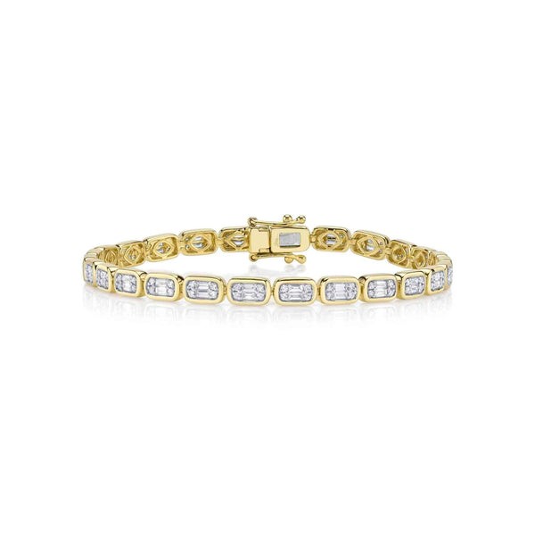 14K YELLOW GOLD DIAMOND BAGUETTE TENNIS BRACELET 1.53CTW