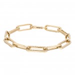 14K YELLOW GOLD DIAMOND PAPERCLIP LINK BRACELET