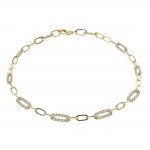 14K YELLOW GOLD DIAMOND ELONGATED LINK  BRACELET