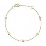 14K YELLOW GOLD FIVE DIAMOND STATION BRACELET