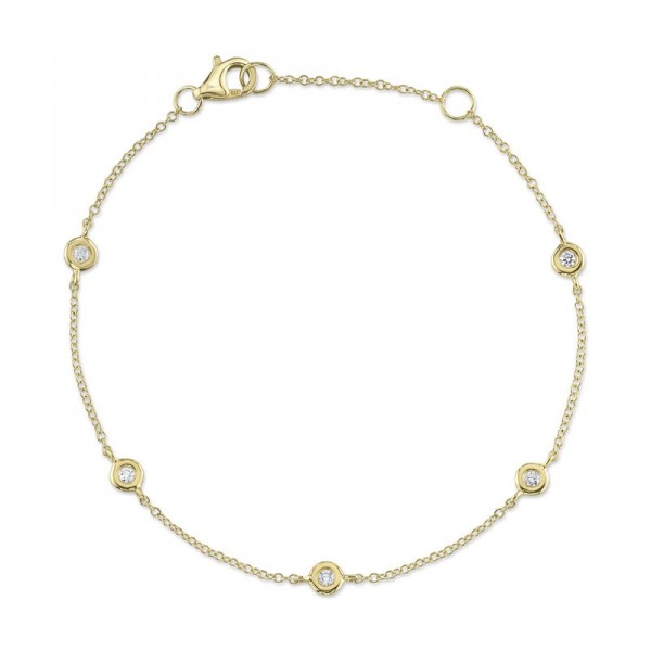 14K YELLOW GOLD FIVE DIAMOND STATION BRACELET
