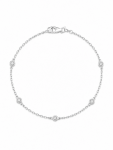 14K WHITE GOLD DIAMOND STATION BRACELET .10ctw