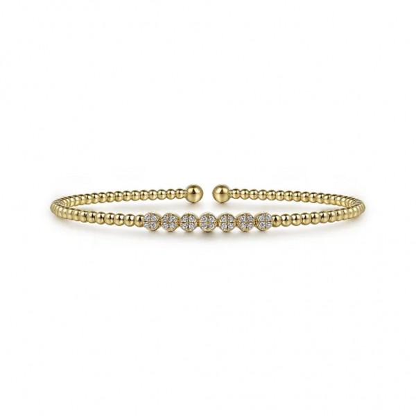 14K YELLOW GOLD BUJUKAN CLUSTER BEAD BANGLE