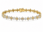 14K YELLOW GOLD DIAMOND CLOVER TENNIS BRACELET