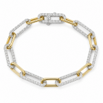 14K TWO TONE DIAMOND PAPERCLIP BRACELET