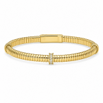14K YELLOW GOLD DIAMOND 5MM HOLLOW TUBOGAS STATION BRACELET