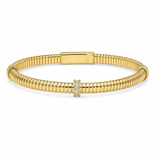 14K YELLOW GOLD DIAMOND 5MM HOLLOW TUBOGAS STATION BRACELET