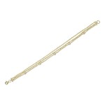 14K YELLOW GOLD DIAMOND STATION FACETED BEAD CHAIN BRACELET