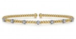 14K YELLOW AND WHITE GOLD DIAMOND BUJUKAN STATION BANGLE