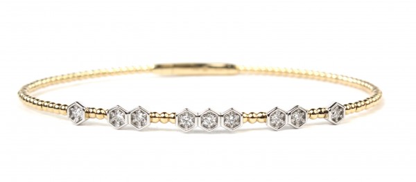 14K TWO TONE DIAMOND STATION FLEXIBLE BANGLE .21 CTW