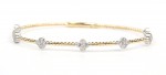 14K TWO TONED DIAMOND STATION FLEXIBLE BANGLE