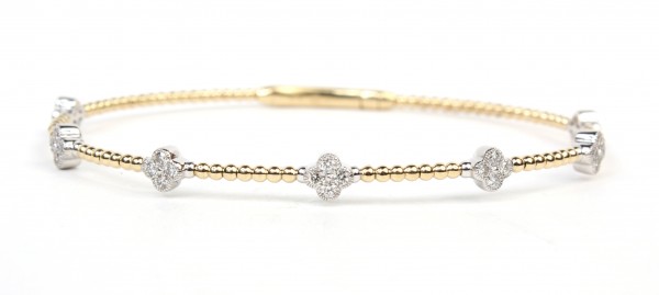 14K TWO TONED DIAMOND STATION FLEXIBLE BANGLE