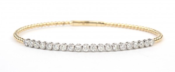 14K TWO TONE DIAMOND FLEXIBLE BANGLE