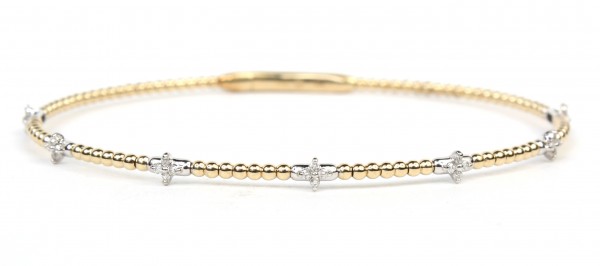 14K TWO TONE DIAMOND STATION BRACELET