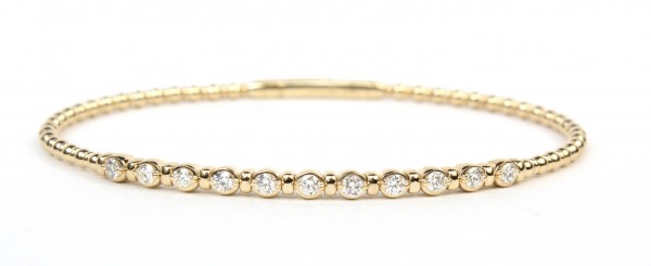 14K YELLOW GOLD DIAMOND FLEXIBLE BANGLE