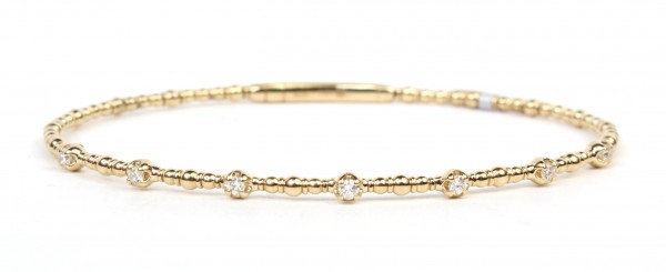 14K YELLOW GOLD DIAMOND STATION FLEXIBLE BANGLE