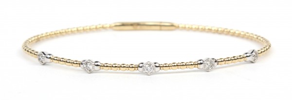 14K TWO TONE DIAMOND STATION FLEXIBLE BANGLE