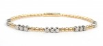 14K TWO TONE DIAMOND STATION FLEXIBLE BANGLE BRACELET