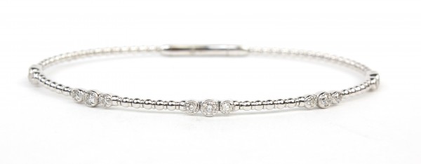 14K WHITE GOLD DIAMOND STATION FLEXIBLE BANGLE