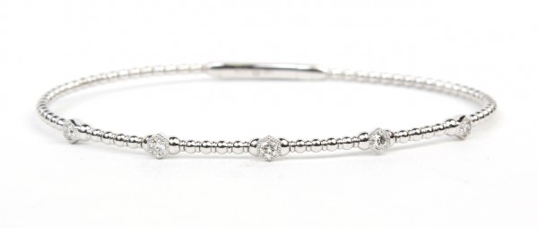 14K WHITE GOLD DIAMOND STATION FLEXIBLE BANGLE