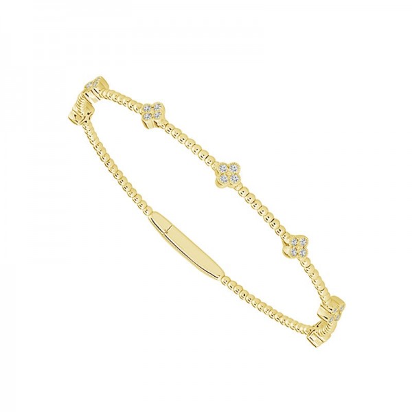 14K YELLOW GOLD DIAMOND FLEXIBLE BANGLE BRACELET