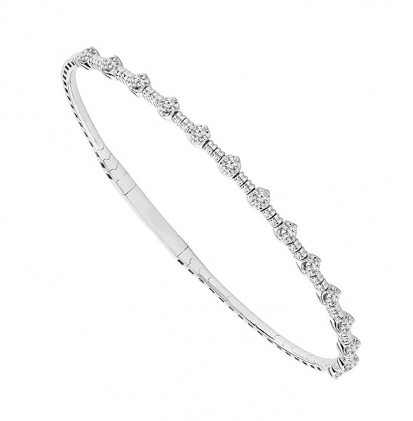 14K WHITE GOLD DIAMOND FLEXIBLE BANGLE