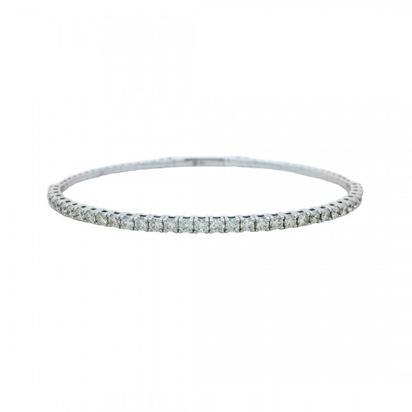 14K WHITE GOLD DIAMOND FLEXIBLE BANGLE BRACELET 2.41CTW