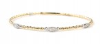 14K YELLOW GOLD DIAMOND STATION FLEXIBLE BANGLE BRACELET