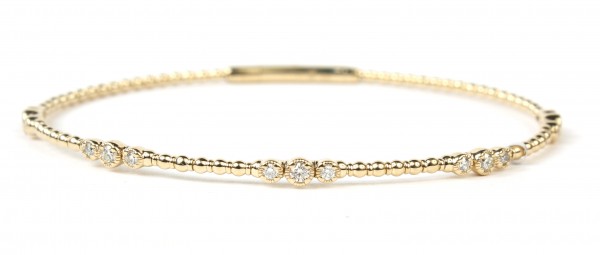 14K YELLOW GOLD DIAMOND FLEXIBLE BANGLE BRACELET