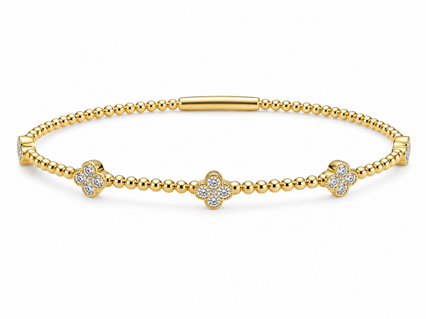 14K YELLOW GOLD DIAMOND FLEXIBLE BANGLE