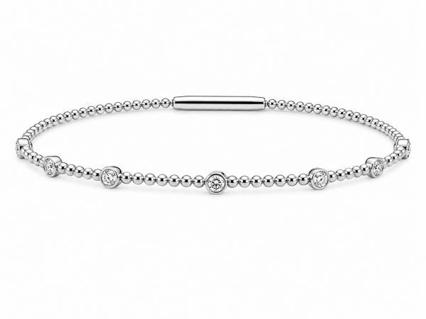 14K WHITE GOLD DIAMOND FLEXIBLE BANGLE