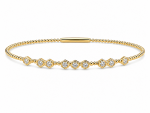 14K YELLOW GOLD DIAMOND FLEXIBLE BANGLE BRACELET