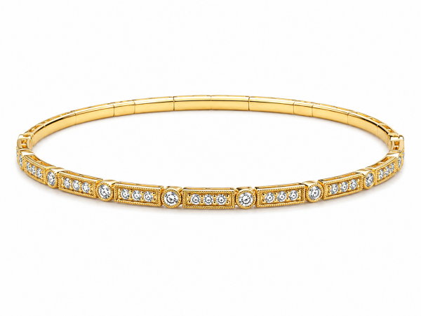 14K YELLOW GOLD DIAMOND FLEXIBLE BANGLE