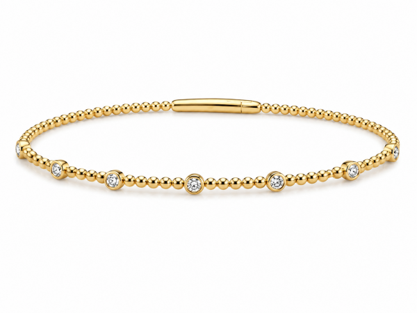 14K YELLOW GOLD DIAMOND FLEXIBLE BANGLE