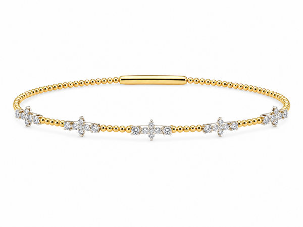 14K TWO TONE DIAMOND FLEXIBLE BANGLE