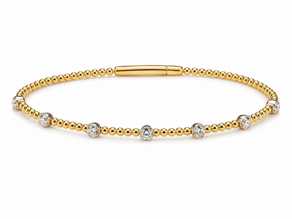 14K TWO TONE FLEXIBLE DIAMOND BANGLE