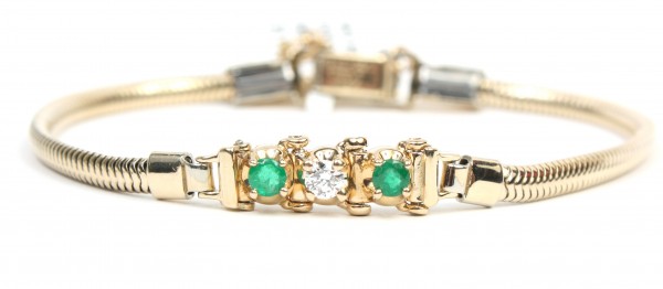 Kaspar And Esh 14K Yellow Gold Hpke862 Diamond And Emerald Add A Link Bracelet