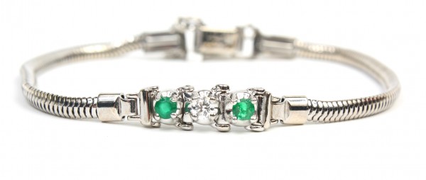 Kaspar And Esh 14K White Gold S862 Emerald And Diamond Add A Link Bracelet