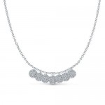 14K White Gold 0.62Ctw Diamond Disc Drop Necklace