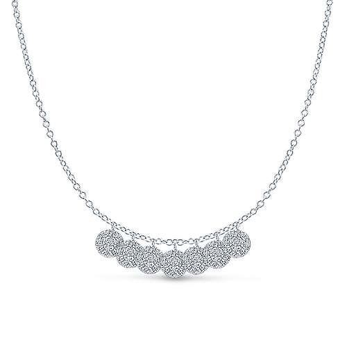 14K White Gold 0.62Ctw Diamond Disc Drop Necklace